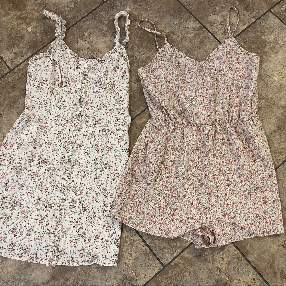 One short, set jumpsuit, and one sundress